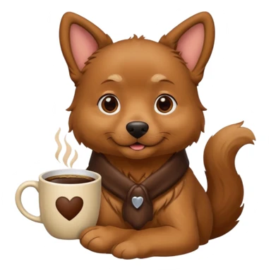 Dog with a cup of coffee sticker