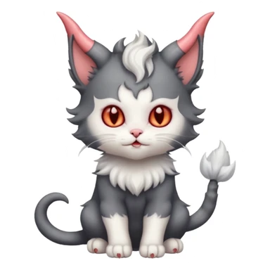dark grey and white devil satan kitten sticker