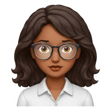 Emoji of a wavy hear dark young woman with glasses and a white shirt sticker