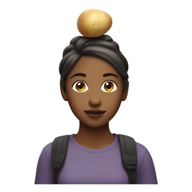 a girl named cynthia with a potato spider on her head sticker