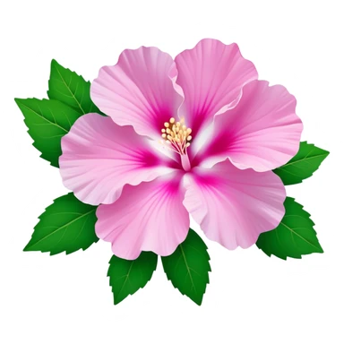 Cinematic Realistic image of a Mugunghwa flower (Rose of Sharon), rendered with delicate petal textures and vibrant pink hues, set against a minimalist background with gentle, diffused lighting that highlights its national significance sticker