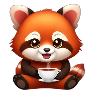 red panda with tea sticker