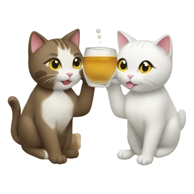 two cats drinking sake sticker