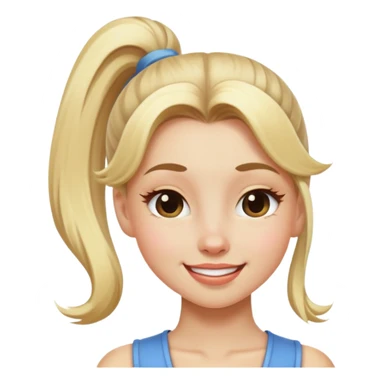 blonde girl with high pony hair, she is making a wink sticker