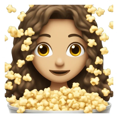 Brunette female with long hair lying in bowl of popcorn sticker