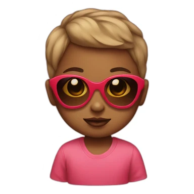 Baby with short hair and heart sunglasses sticker