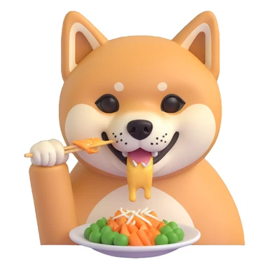 shiba inu, eating sticker