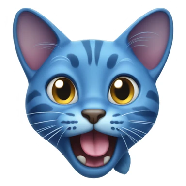 blue cat sticking tongue out sticker