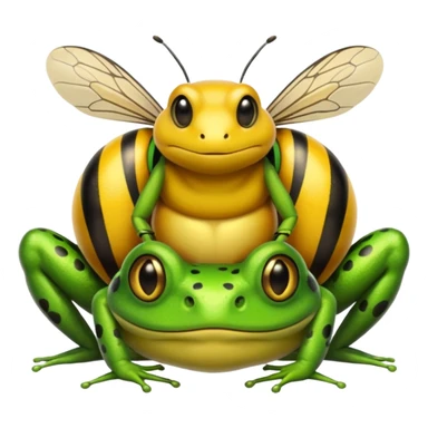 A bee sitting on a frogs head sticker