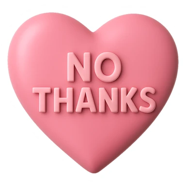 3d pink No thanks heart, remove background sticker