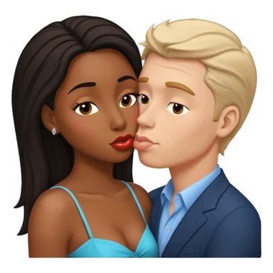 White man black woman kissing sticker