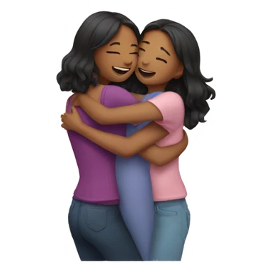 three girls hugging  sticker