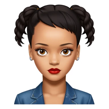 Rihanna with a huge forehead sticker