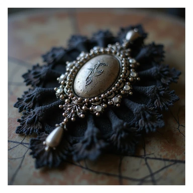 photorealistic gothic brooch with lace and velvet details, variation 3 sticker