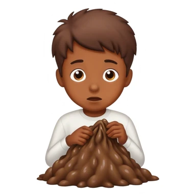 Boy making poop sticker