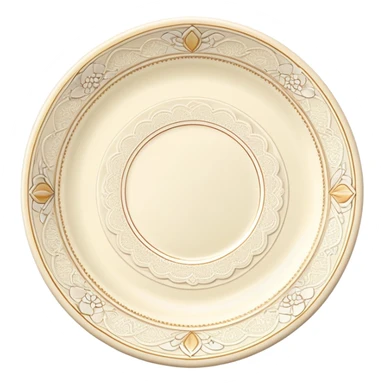 Cream lace plate with appliances sticker