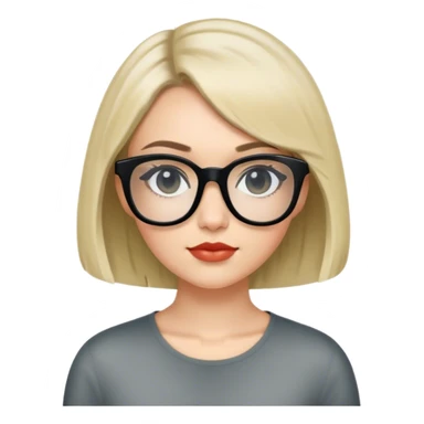 white young woman with chin-legth bob and black rayban glasses sticker