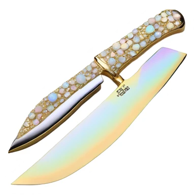 opal crystal rhinestone handle gold knife sticker