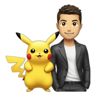Cristiano Ronaldo witk pikachu at his side sticker