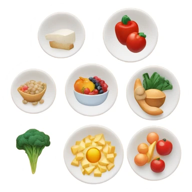 Nutrition list with dish icons and check marks. sticker