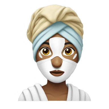 aesthetic girl wearing a facial mask with a towel on her head and wearing a bathrobr sticker