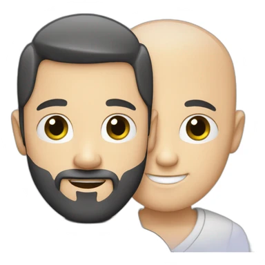 Bald white boy with black beard hugging sticker