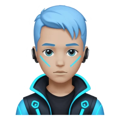 boy neon cyberpunk light blue sticker