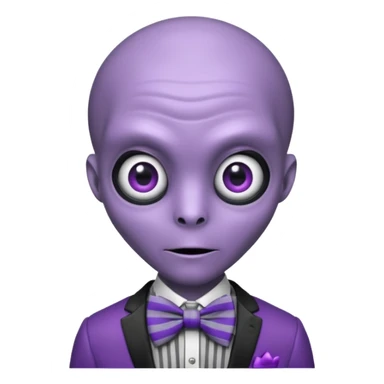 Purple alien with striped bowtie sticker