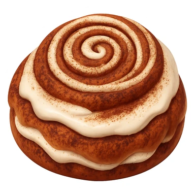 Add more cinnamon to the cinnamon roll with icing in the style of apple emojis. Keep the emoji style and no background. sticker