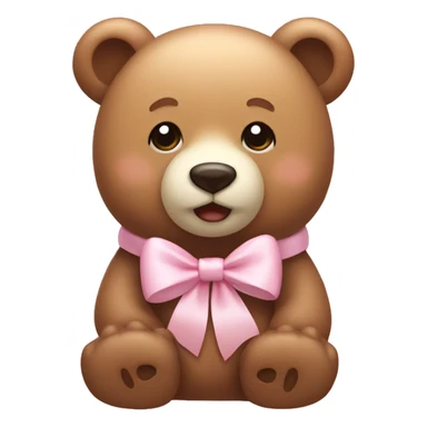 cute bear with light pink bow on the neck of the bear sticker