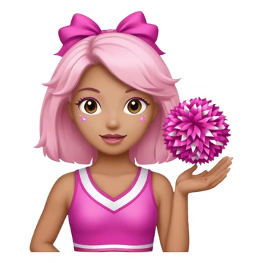 football cheerleader, holding big cheering pom, pink and twinkle sticker