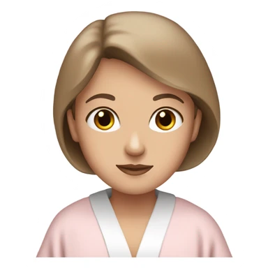 white girl brown eyes in light pink robe sticker