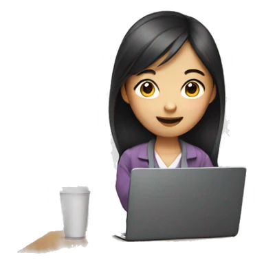 Asian girl with smart phone and laptop sticker