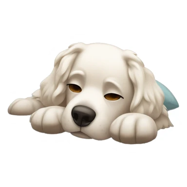 cozy dog resting on bed sticker