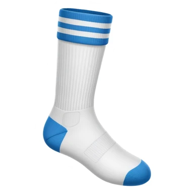 a single football sock, completely white, no blue, no other colors, no logos, no patterns, simple emoji style sticker