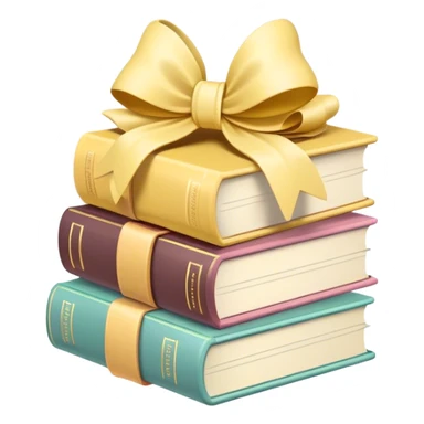 stacked books, with a bow on top, in pastel yellow tones  sticker