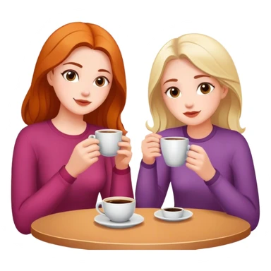 Cinematic realistic girlfriends sitting drinking coffee in a homely atmosphere sticker