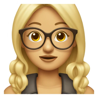 Chica rubia con gafas redondas pelo largo liso ojos marrones rop de verano  sticker