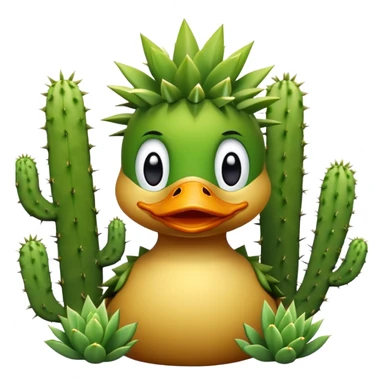 Duck with a cactus on its head sticker