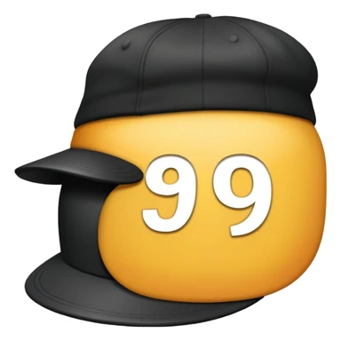 black cap with number “9” sticker
