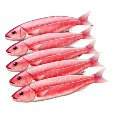 Draw raw fish fillets arranged on a wooden board with skin & flesh texture visible. sticker