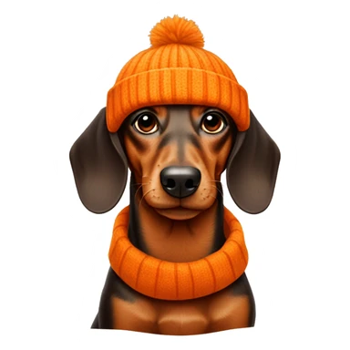 Dachshund wearing orange beanie sticker