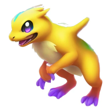 Colorful Neon Colors Vibrant Colors Flying Fakémon-Pokémon-Creature Full Body sticker