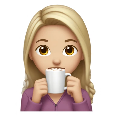 white girl with brown blonde hair and a hot chocolate sticker