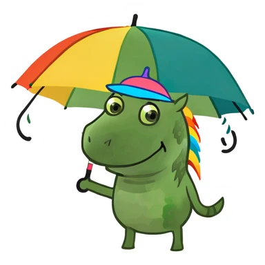 Rainbow horse with umbrella sticker