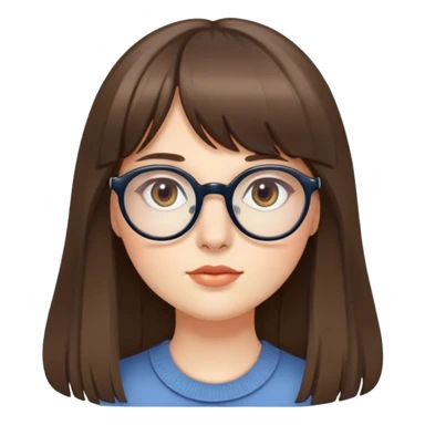 White pretty round face with long hair and bangs along with beautiful eyes with specs  sticker