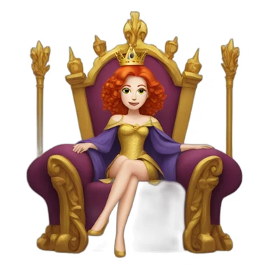 redhead queen on her throne sticker