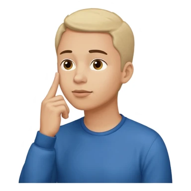 man looking up to the top right, index finger touching his chin, thinking pose
 sticker