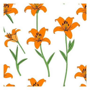bright orange lily flower cartoonish sticker sticker