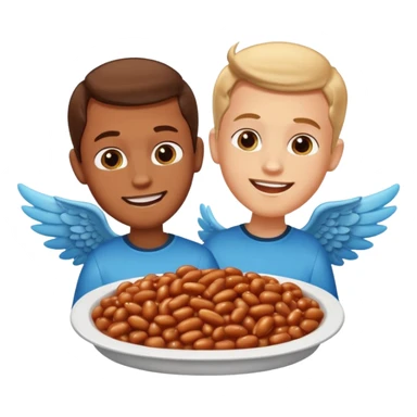 Create baked beans with wings on them with teenager boys people’s faces on them  sticker